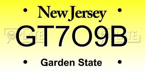 GT7O9B New Jersey License Plate