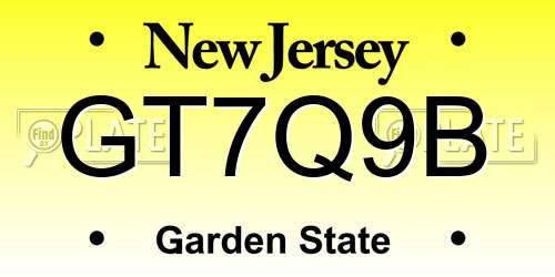 GT7Q9B New Jersey License Plate
