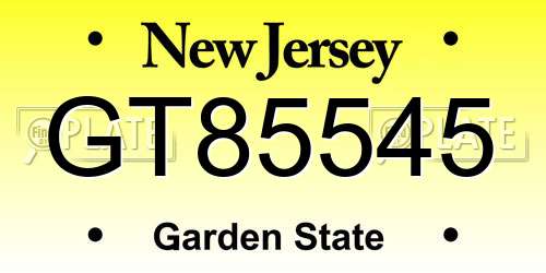 GT85545 New Jersey License Plate