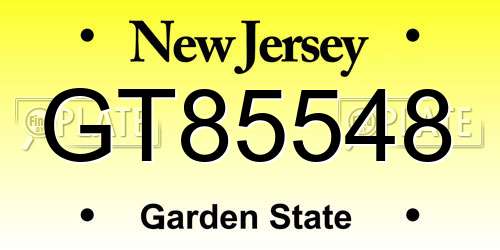 GT85548 New Jersey License Plate