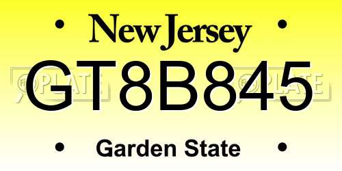 GT8B845 New Jersey License Plate