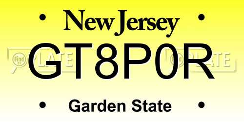 GT8P0R New Jersey License Plate