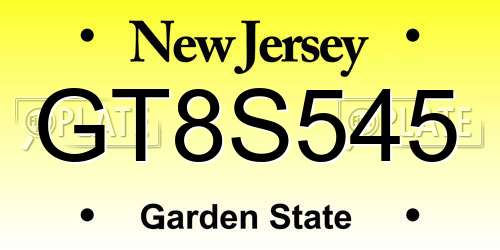 GT8S545 New Jersey License Plate