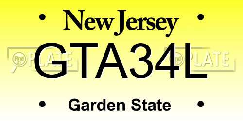 GTA34L New Jersey License Plate