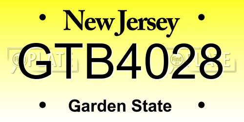GTB4028 New Jersey License Plate