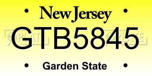 GTB5845 New Jersey License Plate