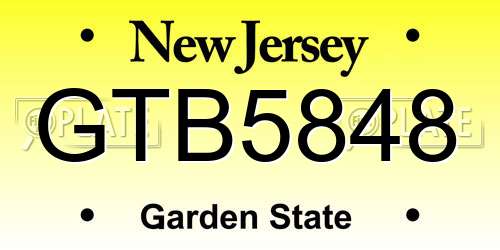 GTB5848 New Jersey License Plate