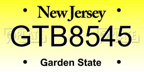 GTB8545 New Jersey License Plate