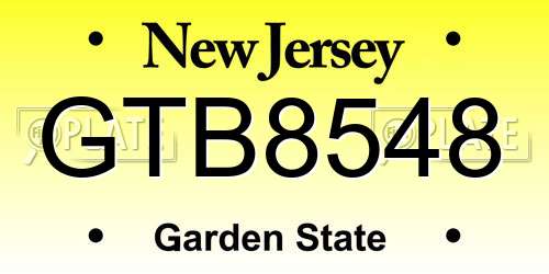 GTB8548 New Jersey License Plate