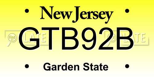 GTB92B New Jersey License Plate