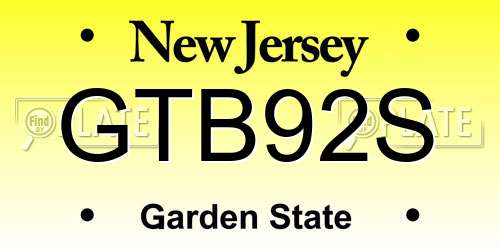 GTB92S New Jersey License Plate