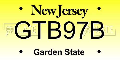 GTB97B New Jersey License Plate