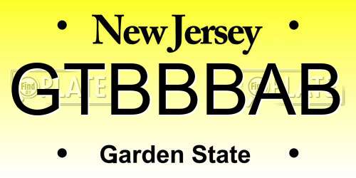 GTBBBAB New Jersey License Plate