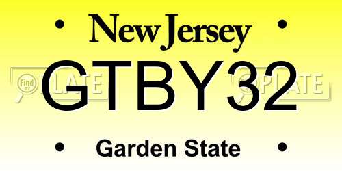 GTBY32 New Jersey License Plate
