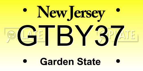 GTBY37 New Jersey License Plate