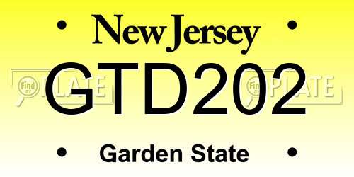 GTD202 New Jersey License Plate