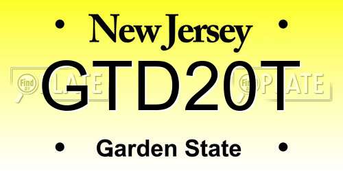 GTD20T New Jersey License Plate