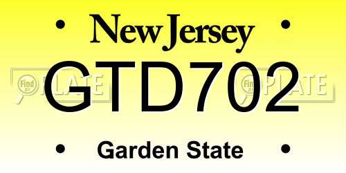 GTD702 New Jersey License Plate