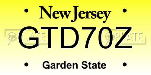 GTD70Z New Jersey License Plate