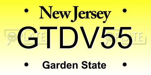 GTDV55 New Jersey License Plate