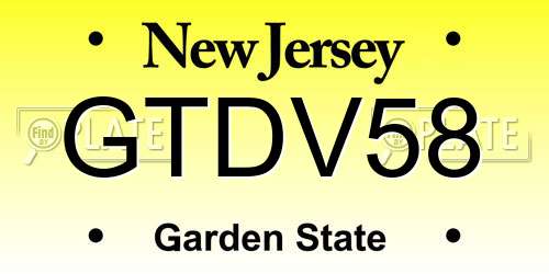 GTDV58 New Jersey License Plate