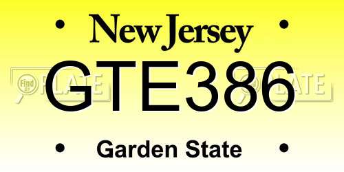 GTE386 New Jersey License Plate
