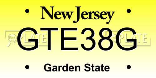 GTE38G New Jersey License Plate