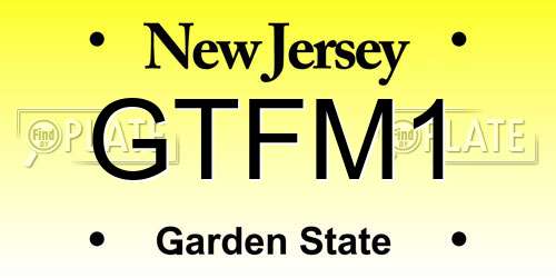 GTFM1 New Jersey License Plate