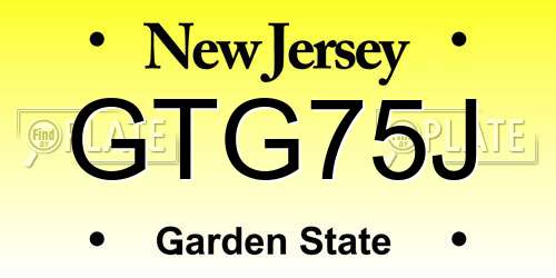 GTG75J New Jersey License Plate
