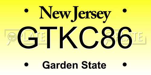 GTKC86 New Jersey License Plate