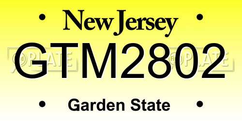GTM2802 New Jersey License Plate