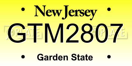 GTM2807 New Jersey License Plate