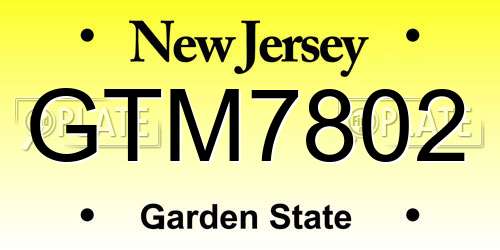 GTM7802 New Jersey License Plate