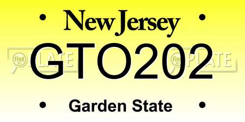 GTO202 New Jersey License Plate