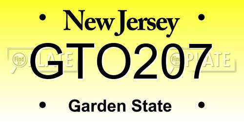 GTO207 New Jersey License Plate