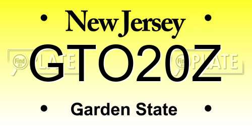 GTO20Z New Jersey License Plate