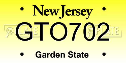 GTO702 New Jersey License Plate