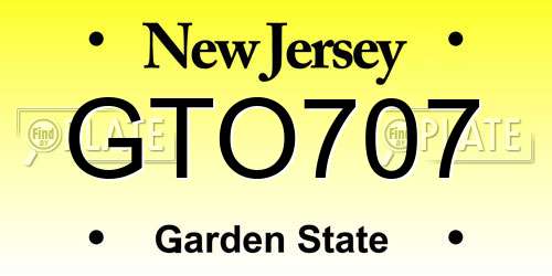 GTO707 New Jersey License Plate