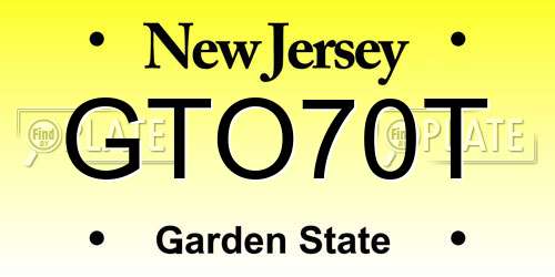 GTO70T New Jersey License Plate