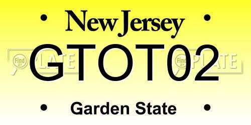 GTOT02 New Jersey License Plate