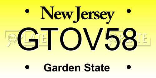 GTOV58 New Jersey License Plate