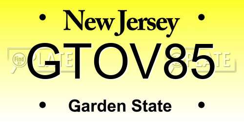 GTOV85 New Jersey License Plate