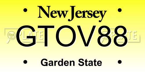 GTOV88 New Jersey License Plate