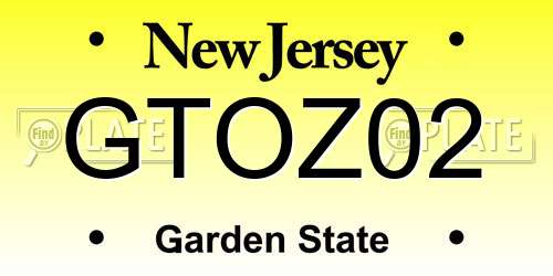 GTOZ02 New Jersey License Plate