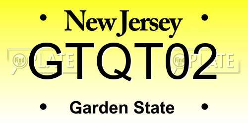 GTQT02 New Jersey License Plate