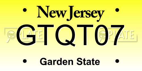 GTQT07 New Jersey License Plate