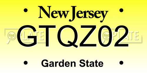 GTQZ02 New Jersey License Plate