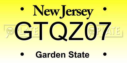 GTQZ07 New Jersey License Plate