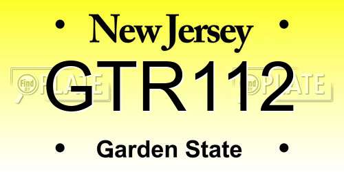 GTR112 New Jersey License Plate
