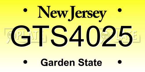 GTS4025 New Jersey License Plate